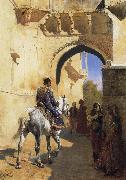 Edwin Lord Weeks A Street SDcene in North West India,Probably Udaipur china oil painting artist